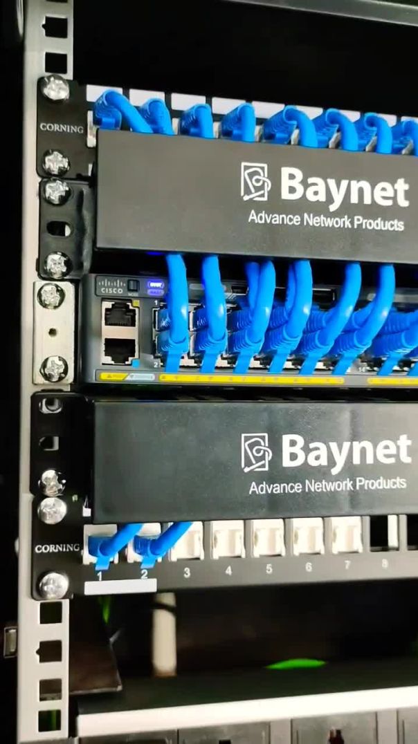 Network cable management and 12U server rack installation